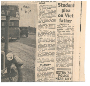 Newspaper Article - Student plea on Viet father. 