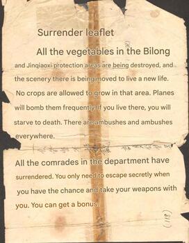 Letter in Vietnamese Writing - Surrender Leaflet