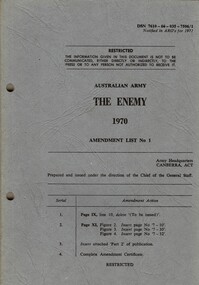 The Enemy 1970, Amendment List No 1