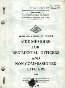Aide-Memoire For Regimental Officers and Non-Commissioned Oofficers 1972