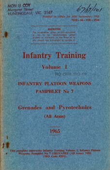 Infantry Training, Volume 1, Infantry Platoon Weapons, Pamphlet No. 7: Grenades And Pyrotechnics