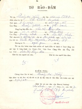 A Document in Vietnamese Translated is Titled From Guarantee.