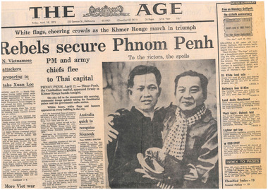 Front page of The Age newspaper.