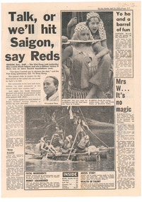 Newspaper article from the Sun, dated Monday 21 April, 1975.
