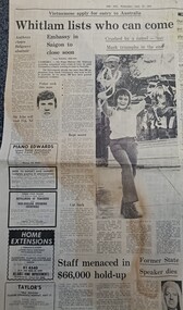 Newspaper article from The Age dated Wednesday, April 23, 1975