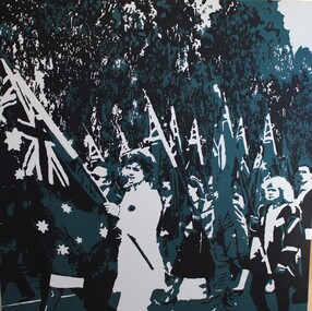 Painting - Oil & gesso on canvas, Flags of the Fallen - Canberra Vietnam memorial Dedication, 1992