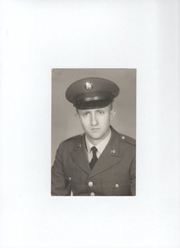 Sepia coloured photo of Tschappat , Lawrence E in United States Army uniform.