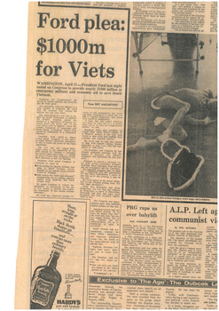 Newspaper article from The Age, Saturday April 12 1975