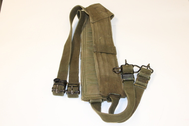 Army issue webbing belt and harness for radio gear.