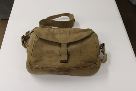 Small canvas bag carrying radio equipment