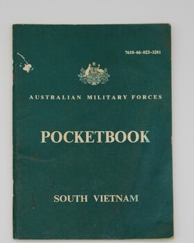 Small dark green pocket booklet - Australian Military Forces - South Vietnam