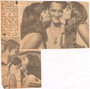 A Newspaper Article about Pte Alan Robinson with Pat Carroll, Yvonne Barrett and Lynne Fletcher