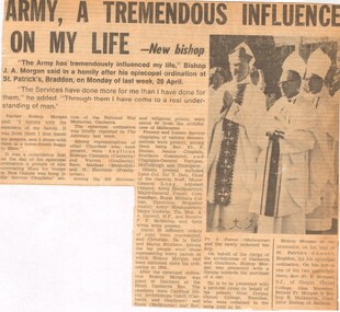 A Newspaper Clipping Titled "Army, A Tremendous Influence On My Life - New Bishop