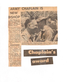 A Newspaper Clipping Titled "Army Chaplain Is New Bishop".