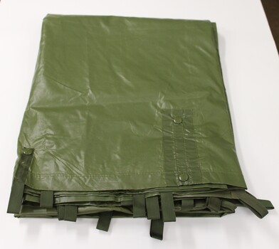 A waterproof shelter known as a hoochie used by the military.