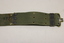 Khaki webbed belt with brass buckle, metal clamps and brass eyelets.