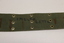 Khaki webbed belt with brass buckle, metal clamps and brass eyelets.