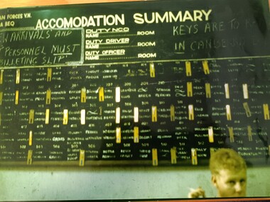 Photograph - Image of Accommodation Board at BEQ, Cholon, Saigon