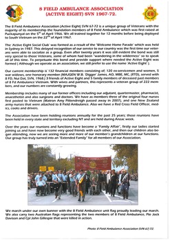 Laminated poster with an image of 8 Field Ambulance marching on ANZAC Day.