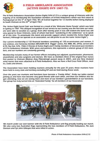 Laminated poster with an image of 8 Field Ambulance marching on ANZAC Day.