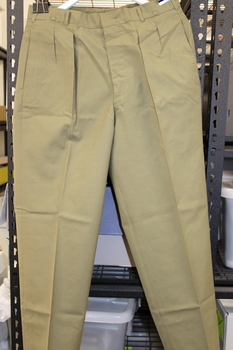 Khaki polyester army issue pant.