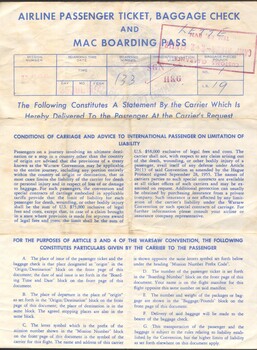 Cream coloured passenger ticket. 