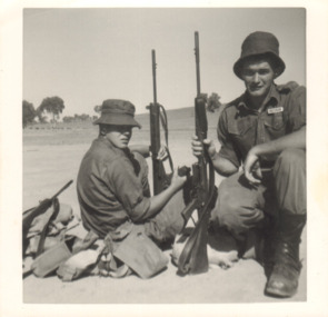 Photograph - A Black and White Photograph of Two Soldiers with their Rifles
