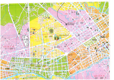 Coloured map of Saigon city  written in Vietnamese.