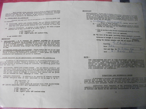 Small concession form issued Department of Customs and Excise.