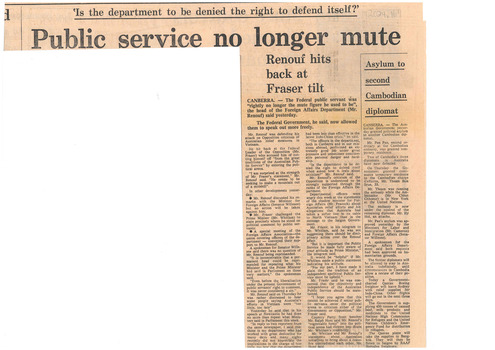 Article from The Age - Public Service no longer mute