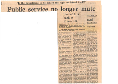 Article from The Age - Public Service no longer mute