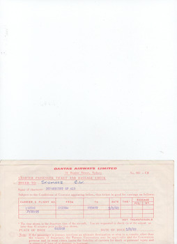 Airline ticket for Gordon Skidmore