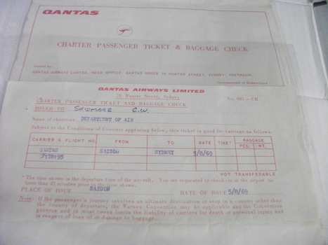 Small airline ticket issued to Gordon Skidmore.
