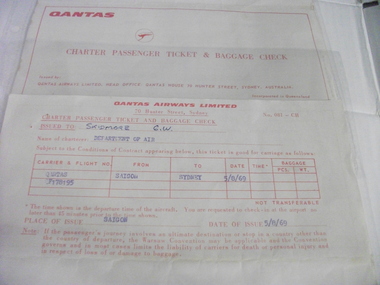 Small airline ticket issued to Gordon Skidmore.