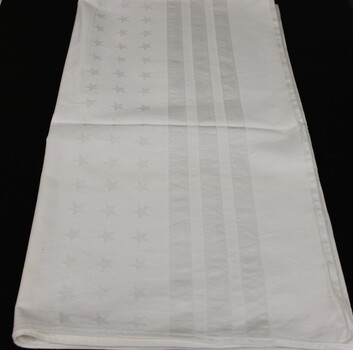 USA navy mess table cloth. Off white fabric with embossed stars and stripes. 