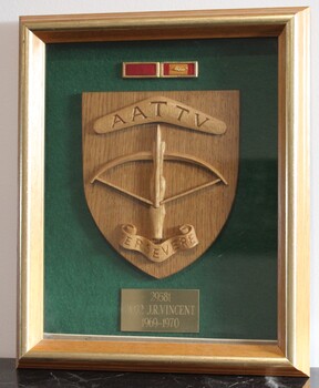 Framed plaque AATTV WO2 Vincent - 1969-1970