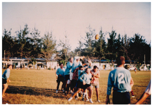 RAAF players in blue, Army players in red afterwork rugby comp in Vung Tau