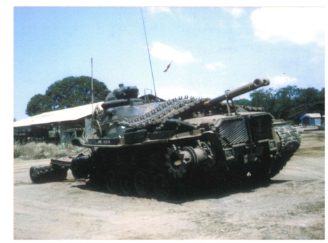 Mine clearing tank 92& after hitting a mine on 11 April 1971.
