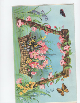 The inside of the card pops up with a bouquet of flowers in the basket.