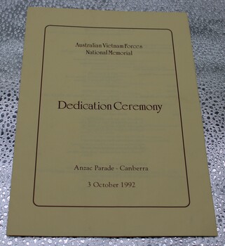 A small Dedication Ceremony booklet printed in 1992.