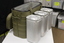 Metal box with compartments used to keep food hot.