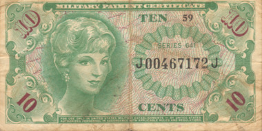 United States Military Payment Certificate for Ten Cents