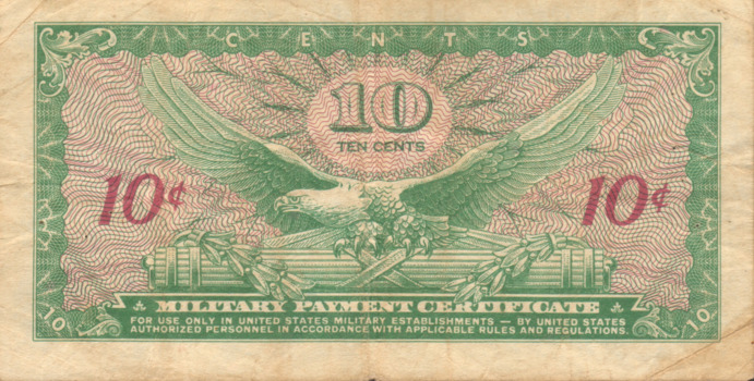 United States Military Payment Certificate for Ten Cents