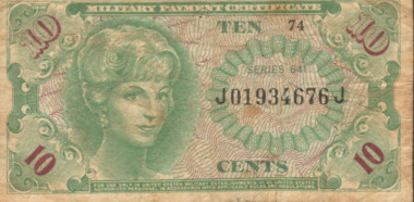 United States Military Payment Certificate for Ten Cents