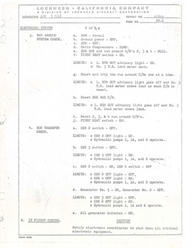 2nd page of checklist for Lockheed  aircraft.