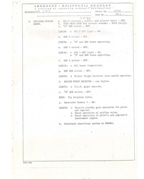 3rd page of checklist for Lockheed aircraft.