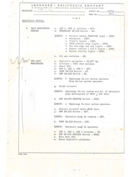 Page four of checklist for Lockheed aircraft.