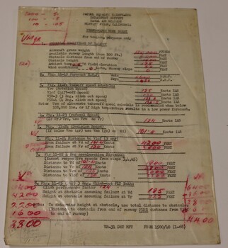 Single page performance page with red markings. 