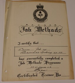 Ornate certificate. Job Methods Programme