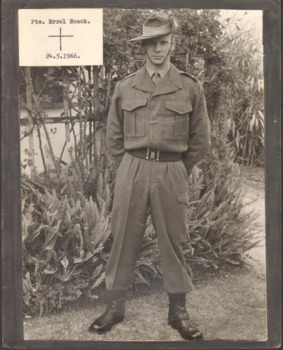 A black and white photograph of Pte Errol Noack in uniform